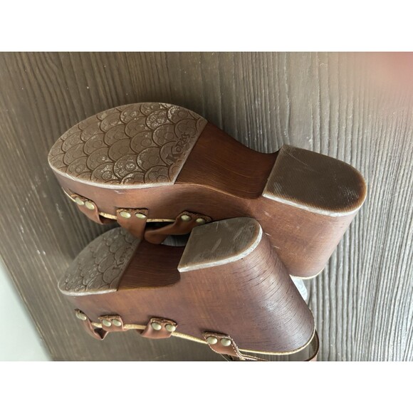 Korks Women's Dawson Cork Soles Sedge Sandals Leather Brown Size 9M - Picture 4 of 10